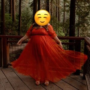 Burnt orange maxi dress.